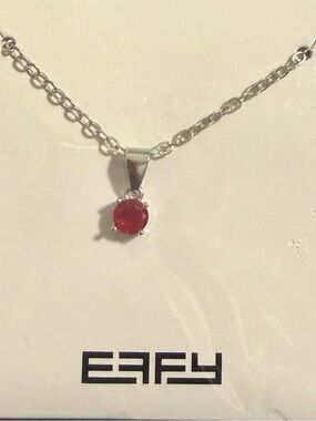 NWT EFFY Sterling Silver Red Gem Pendant Necklace